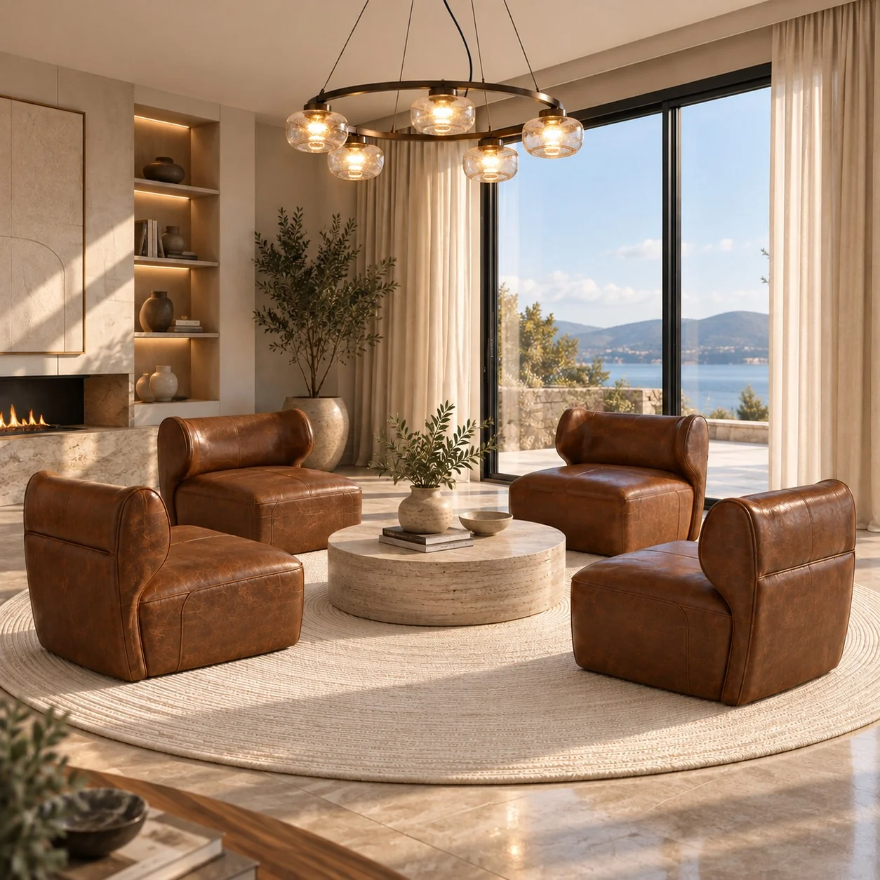 Modern Luxury Living Room Furniture and Decor 3D Collection