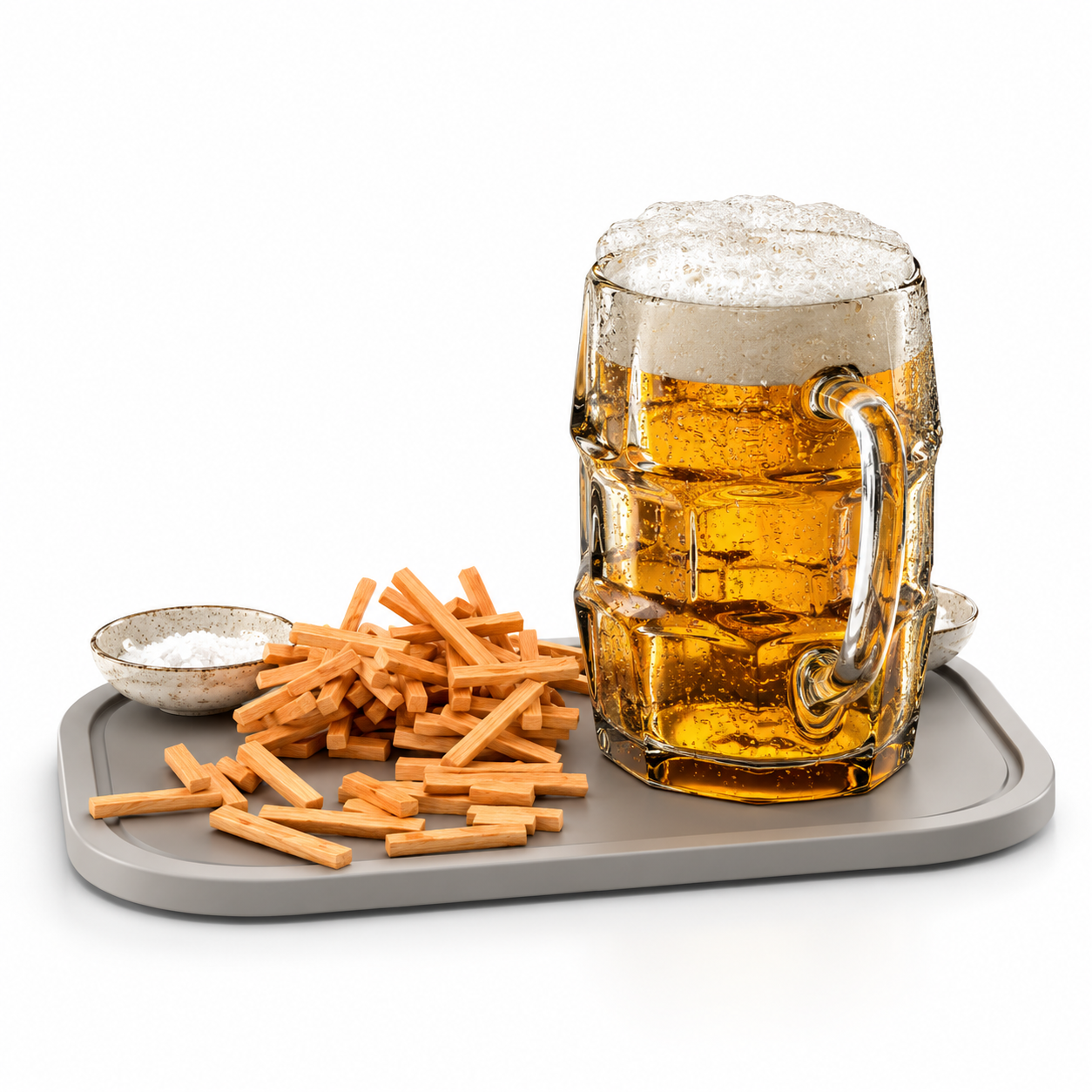 Foamy Beer Mug and Snack Tray 3D Model 1