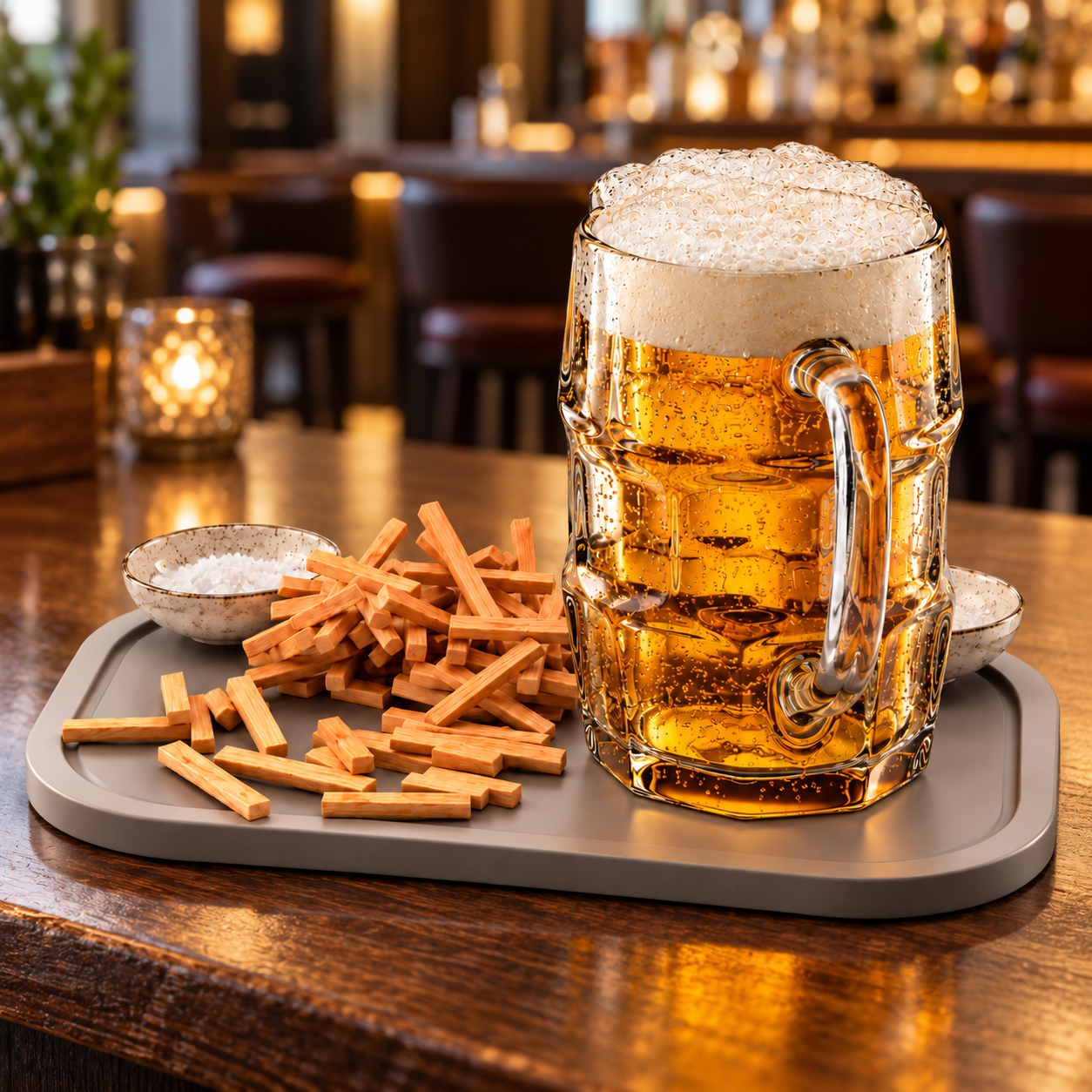Foamy Beer Mug and Snack Tray 3D Model 4