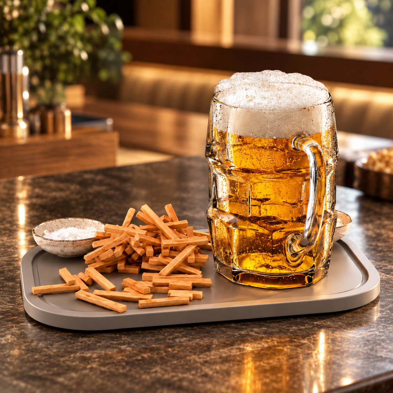Foamy Beer Mug and Snack Tray 3D Model 2