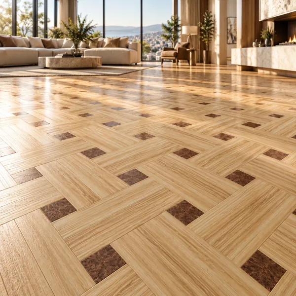 Light Honey Basket Weave Brown Inlay Parquet Texture back