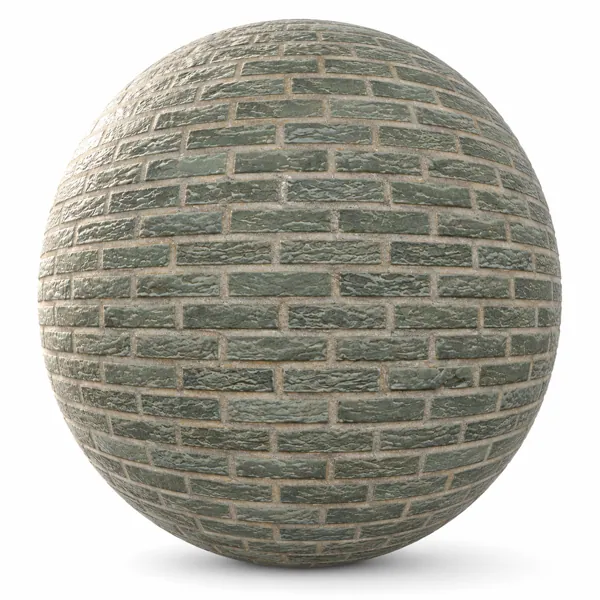 Sage Green Stone Brick Texture – Rippled Face Beige Mortar Texture