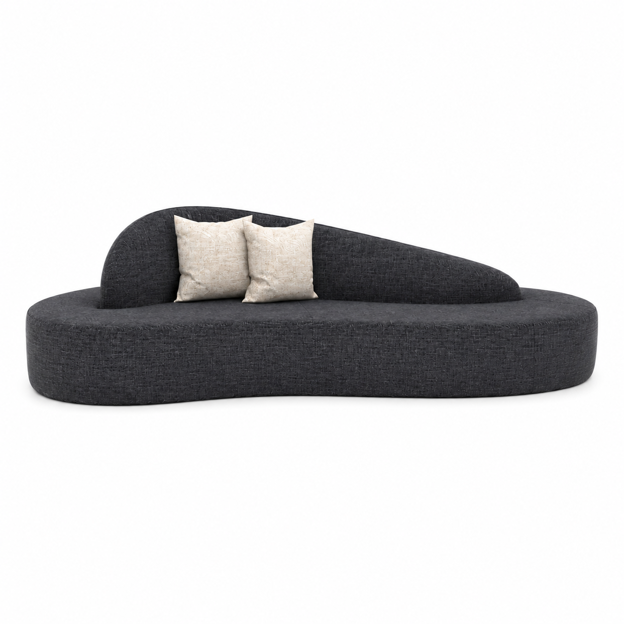 Charcoal Organic Sofa with Sculpted Asymmetric Backrest 3D Model 1