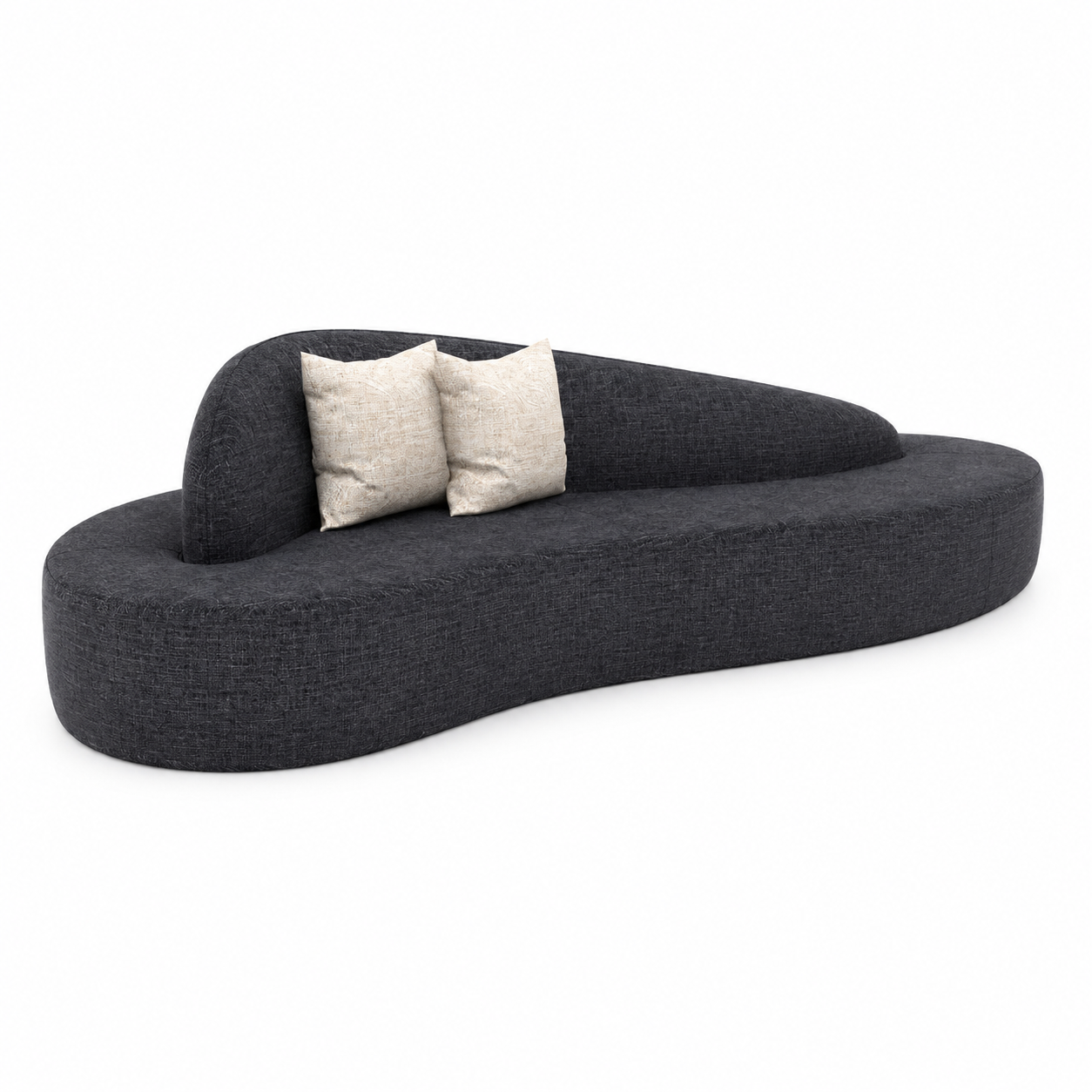 Charcoal Organic Sofa with Sculpted Asymmetric Backrest 3D Model 3