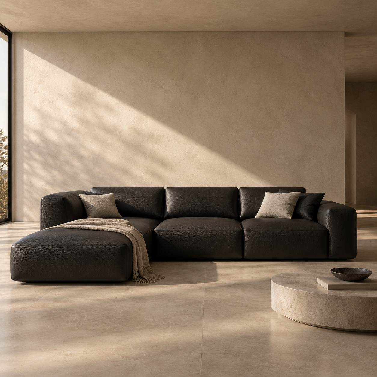 Deep Charcoal Fine Grain Leather Texture 2