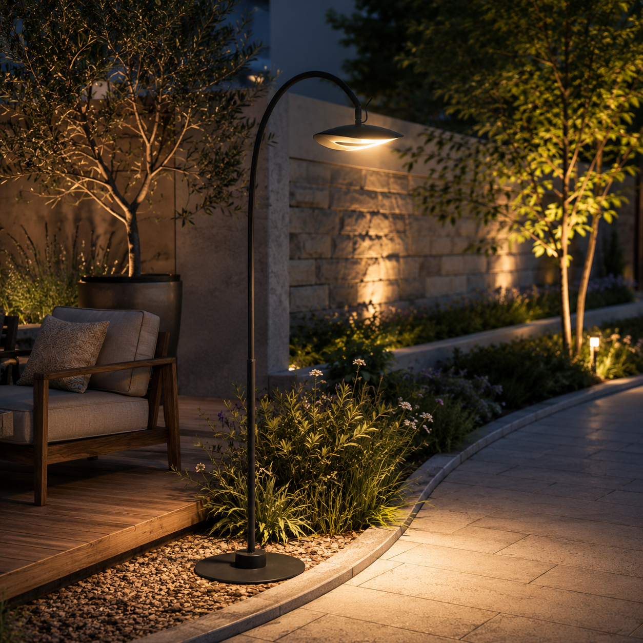 Black Arched Street Light – Shallow Dome Shade 3D Model 3