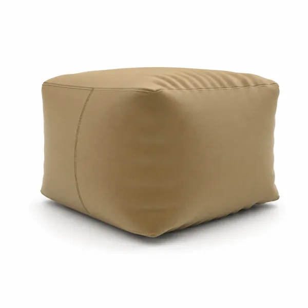 Sand Beige Fabric Cube Pouf – Relaxed Creases 3D Model