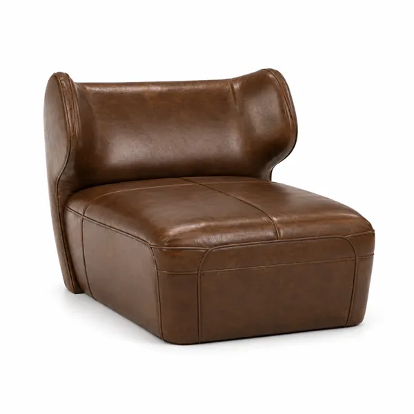 Modern Cognac Leather Curved Lounge Armchair 3D Model