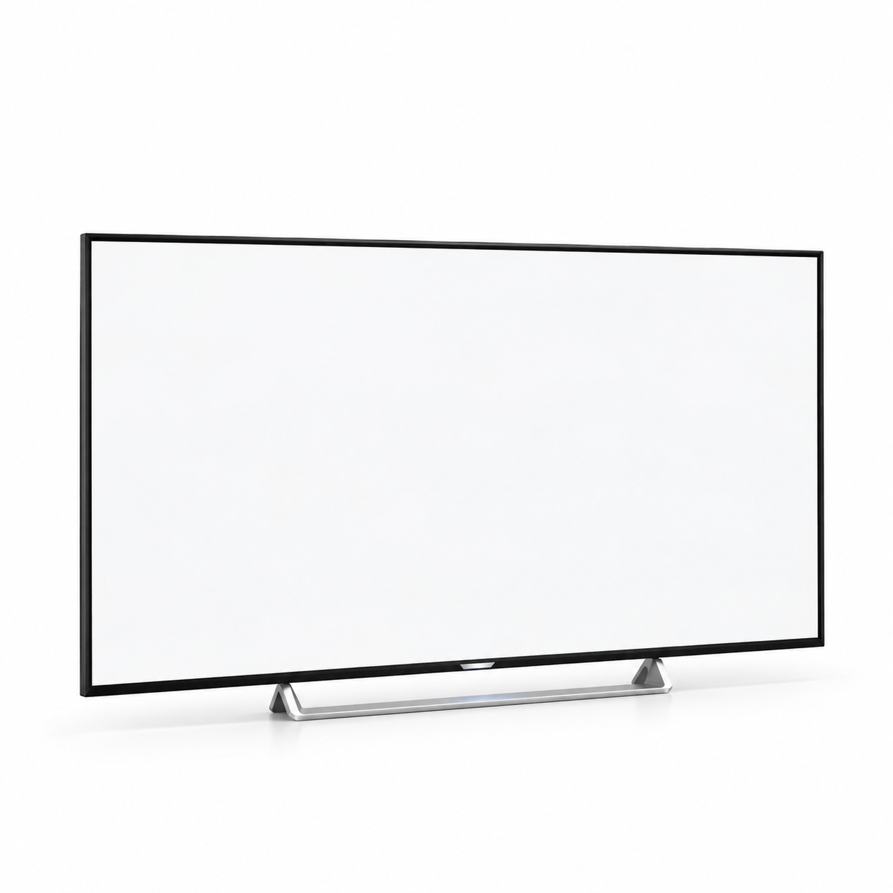 Black Slim Bezel TV with Silver Bridge Stand 3D Model 1