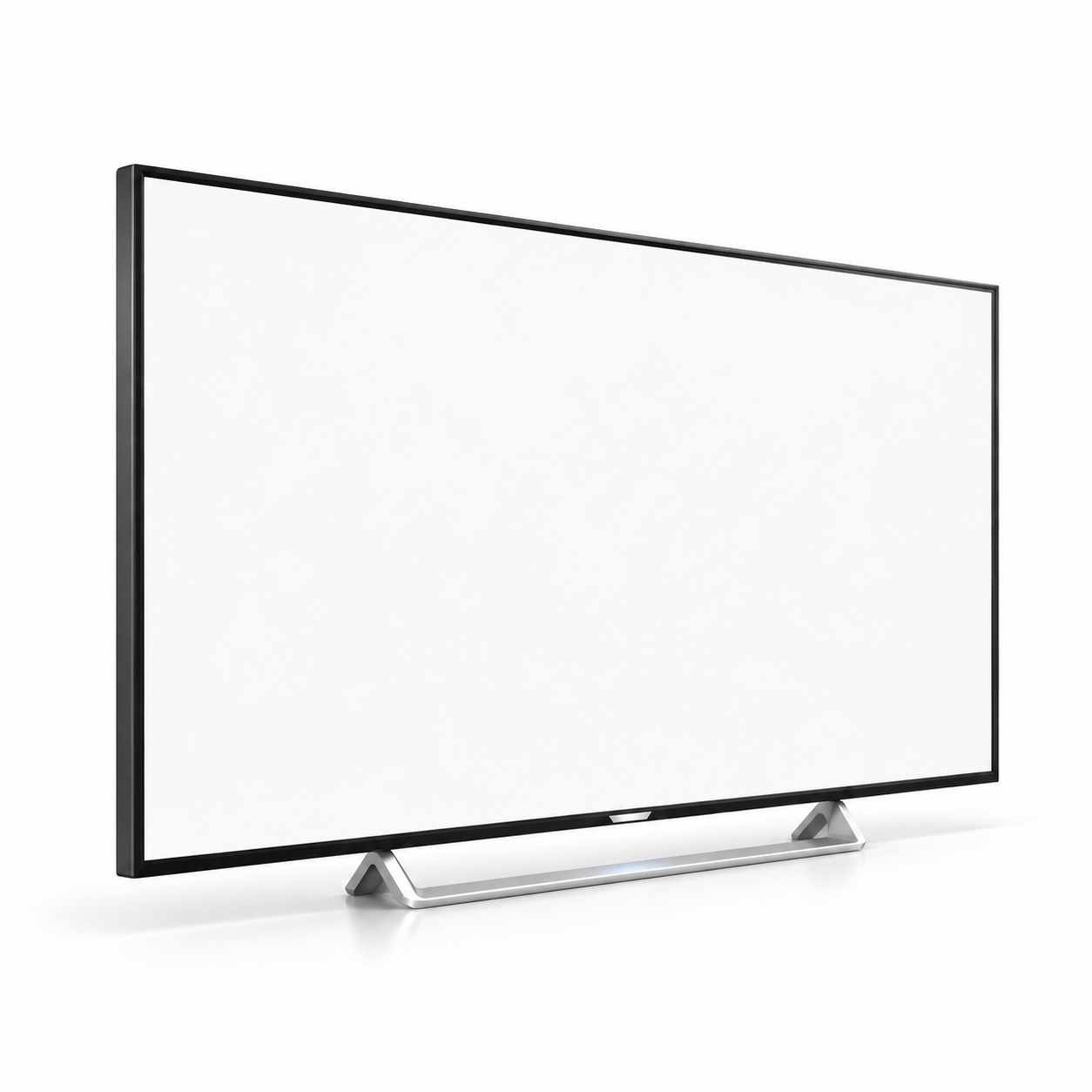 Black Slim Bezel TV with Silver Bridge Stand 3D Model 3
