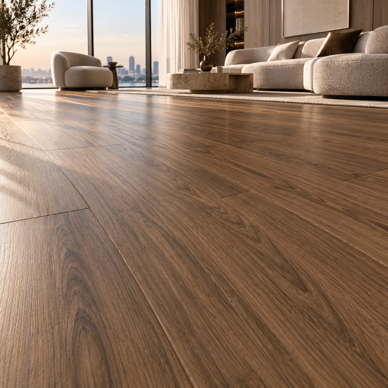 Warm Walnut Brown Fine Grain Parquet Texture 2