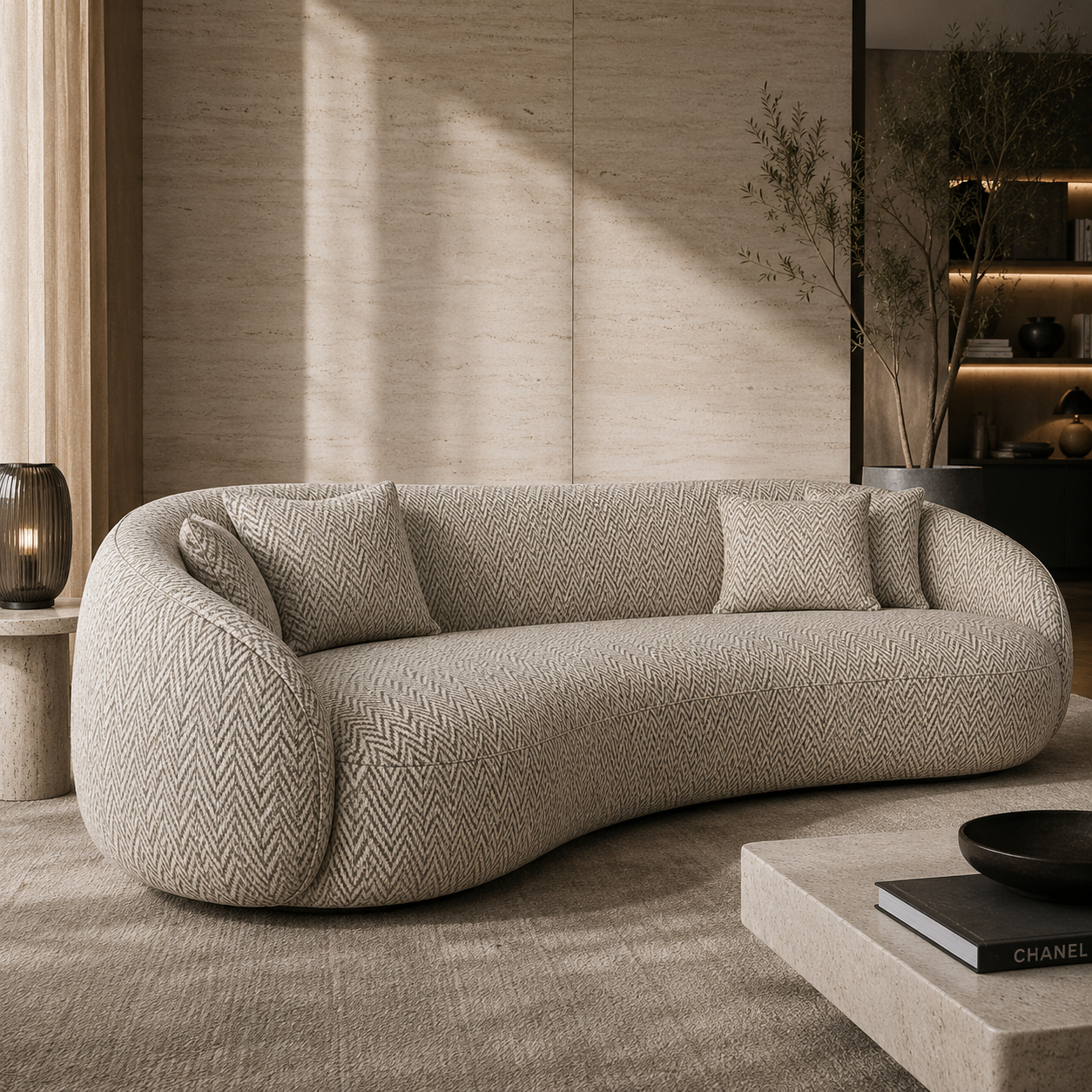 Beige Brown Fabric Texture – Soft Herringbone Weave 2
