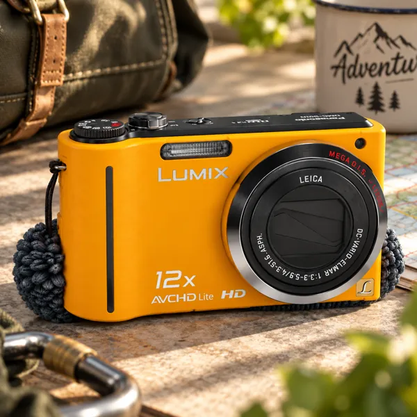 Orange Compact Digital Camera 3D Model back