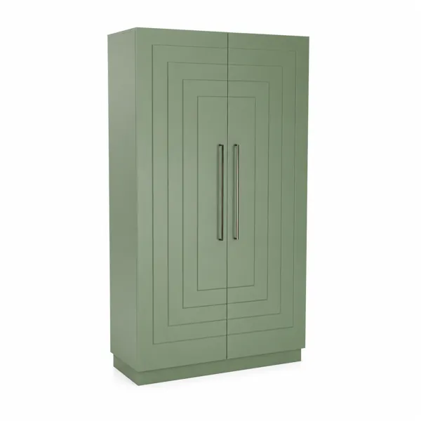 Sage Green Double-Door Cabinet – Layered Panel Front 3D Model