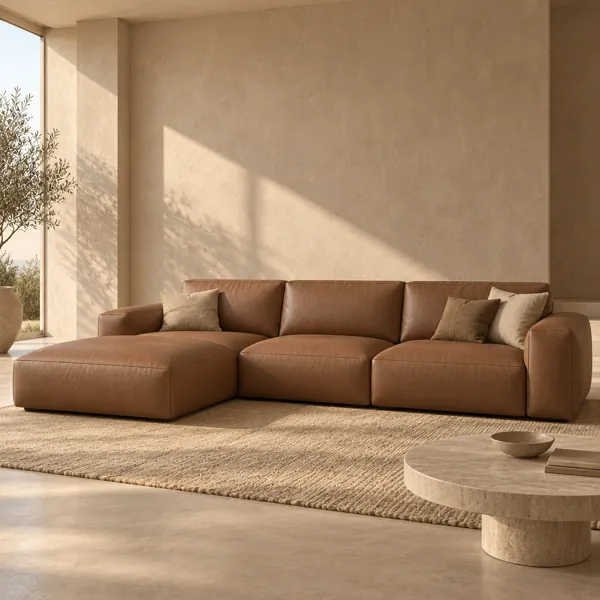 Warm Cognac Brown Fine Grain Leather Texture back