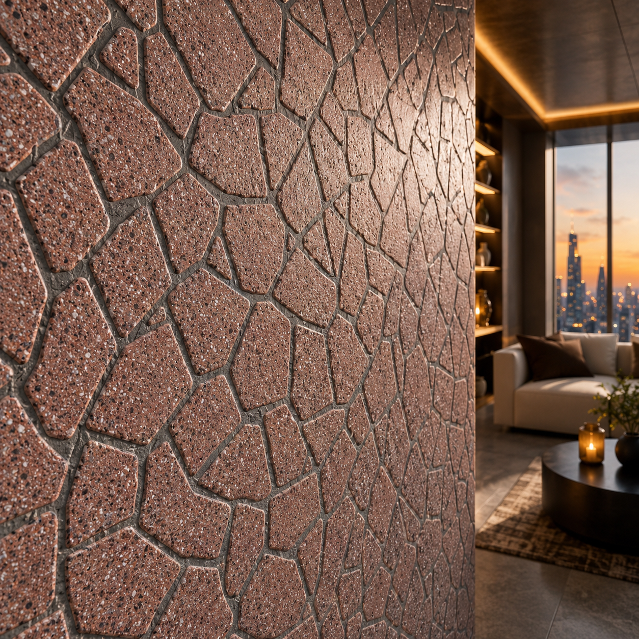 Terracotta Stone Mosaic Texture – Dark Gray Grout Texture 2