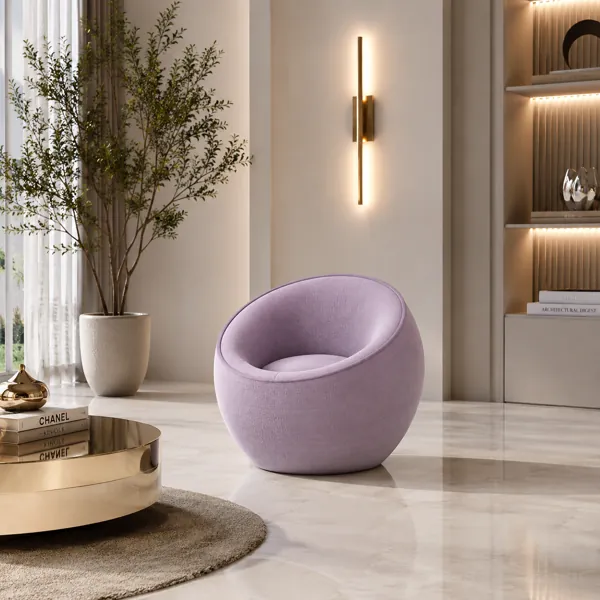 Soft Lavender Bowl Lounge Chair 3D Model back