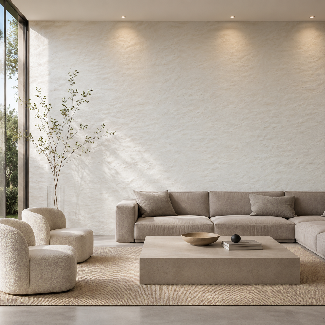 Warm Ivory Rough Swirl Trowel Plaster Texture 2