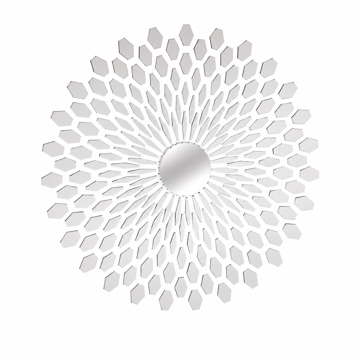 Round Wall Mirror – Faceted Geometric Sunburst