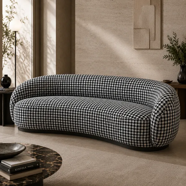 Black and White Houndstooth Fabric Texture back