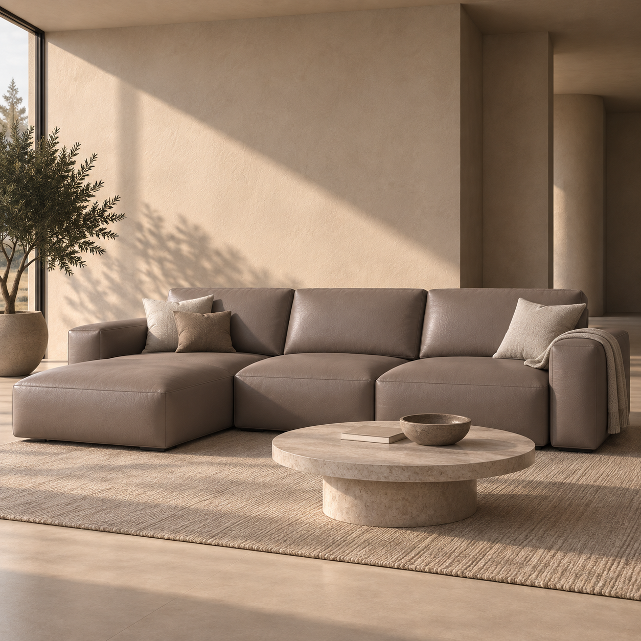 Taupe Fine Grain Leather Texture 2