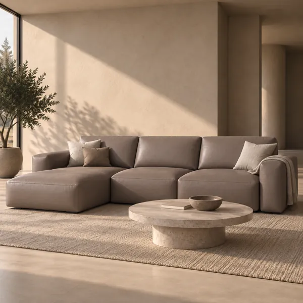Taupe Fine Grain Leather Texture back