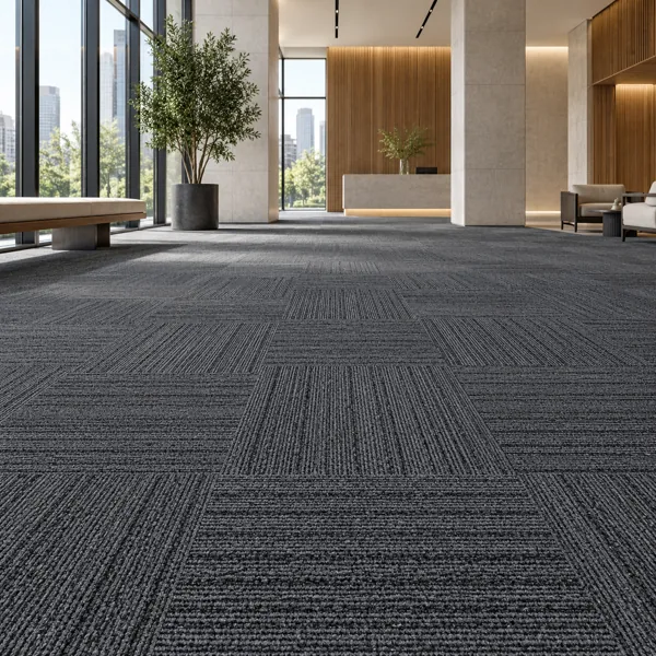 Charcoal Gray Quarter Turn Ribbed Carpet Tile Texture back