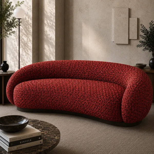 Basket Weave Deep Red Fabric Texture back