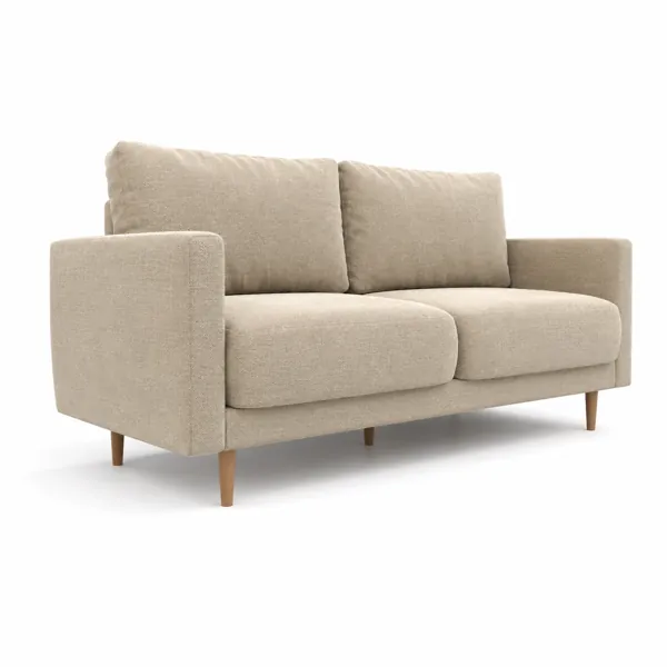 Warm Beige Two-Seat Sofa with Tapered Wood Legs 3D Model