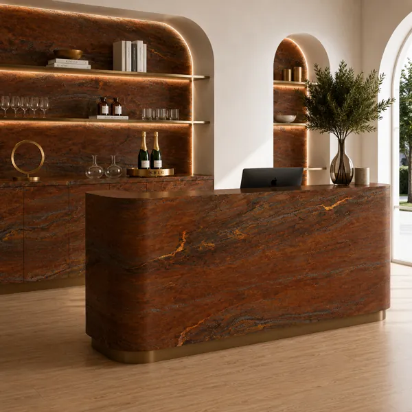 Layered Veins Reddish Brown Marble Texture back