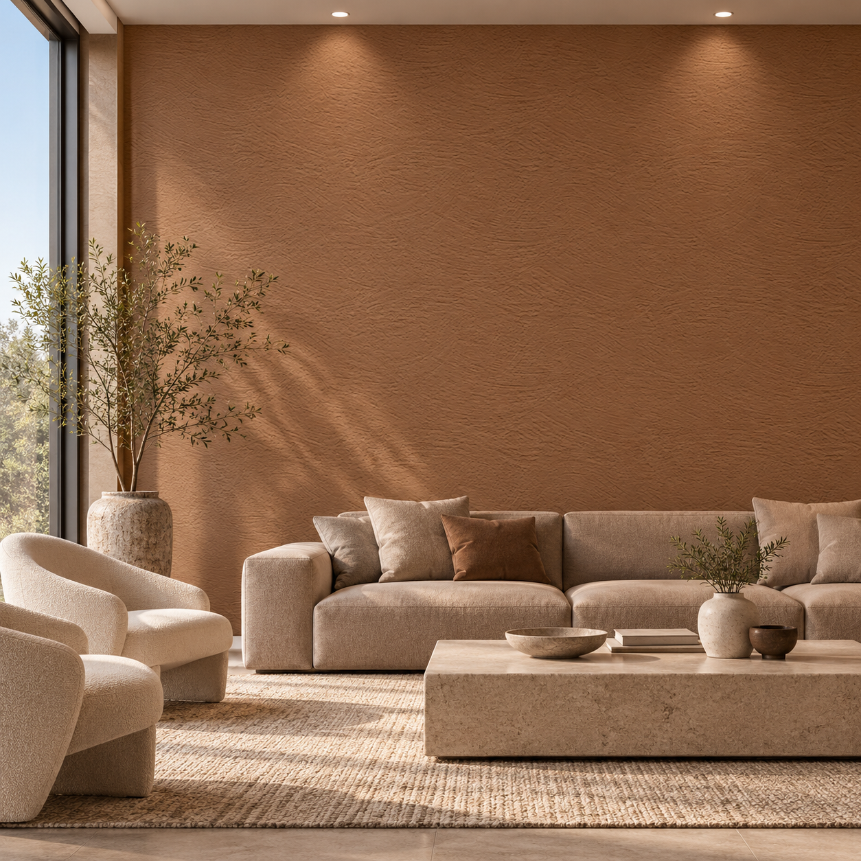 Warm Chestnut Brown Fine Arc Plaster Texture 2