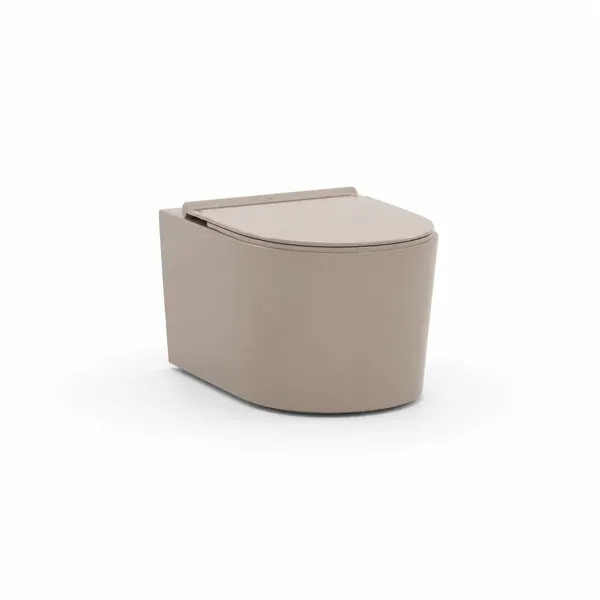 Warm Beige Toilet – Rounded Compact Profile 3D Model