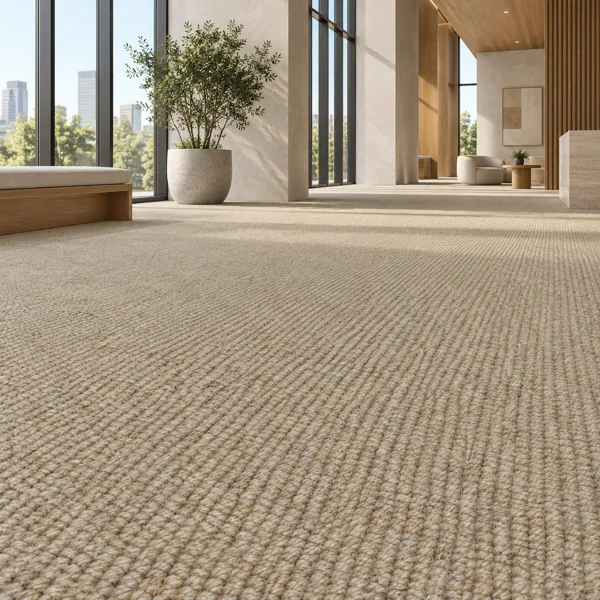 Warm Beige Vertical Ribbed Loop Pile Carpet Texture back