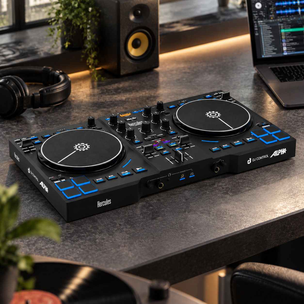 Black Dual Deck DJ Controller 3D Model 2
