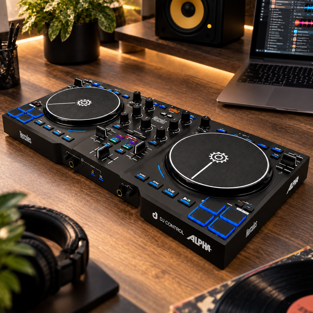 Black Dual Deck DJ Controller 3D Model 4