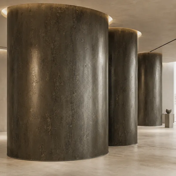 Dark Olive Vertical Weathered Patina Metal Texture back