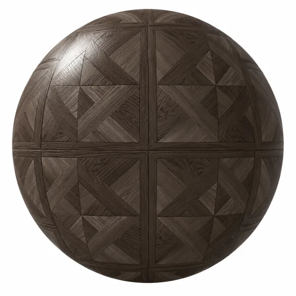 Dark Walnut Framed Geometric Parquet Texture