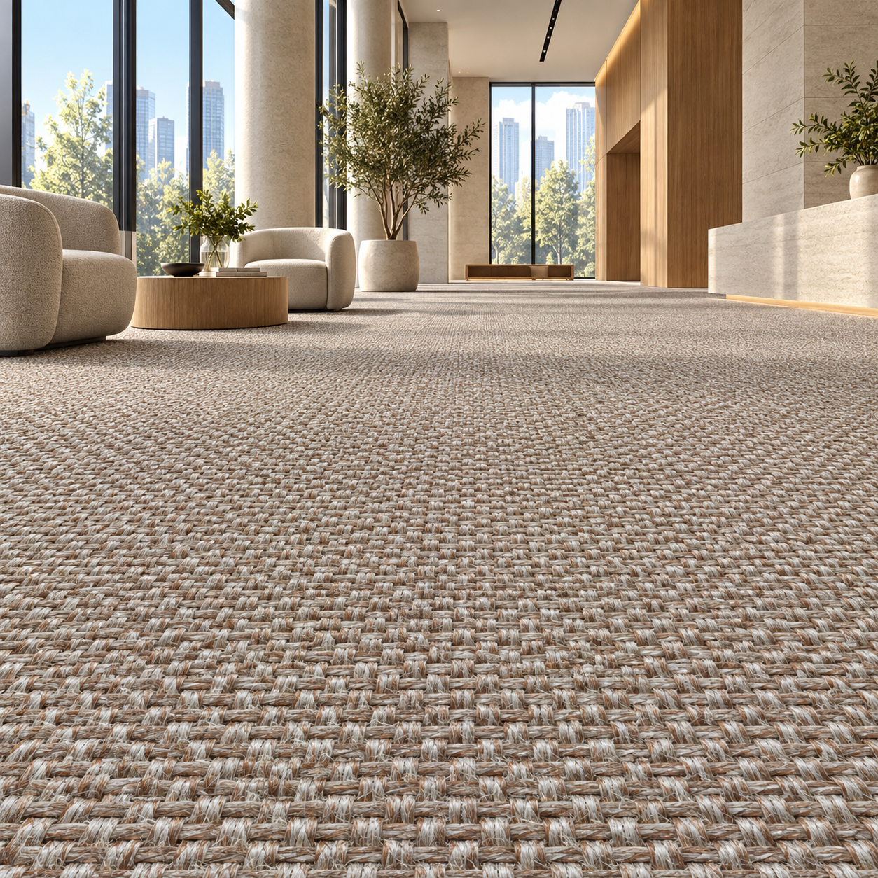 Warm Beige Basket Weave Carpet Texture 2