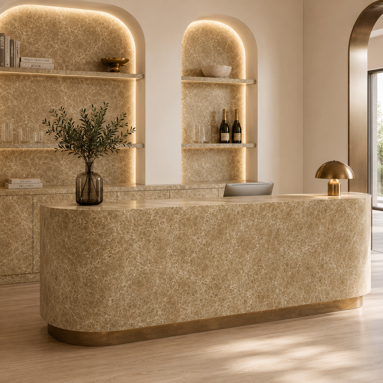 Warm Taupe Marble Texture – Dense Cream Web Veins 2