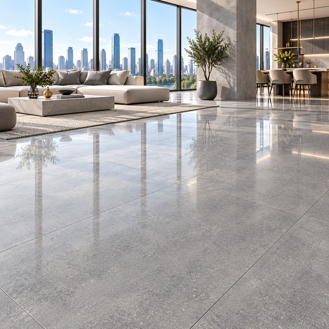 Mid Grey Fine Mottled Concrete Effect Ceramic Texture 2