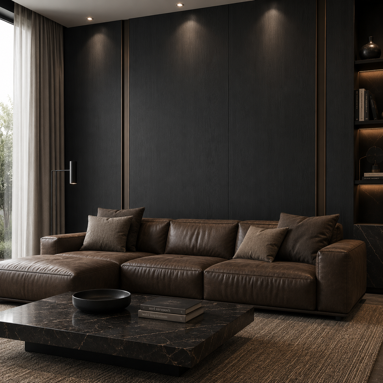 Fine Linear Grain Charcoal Black Wood Texture 2