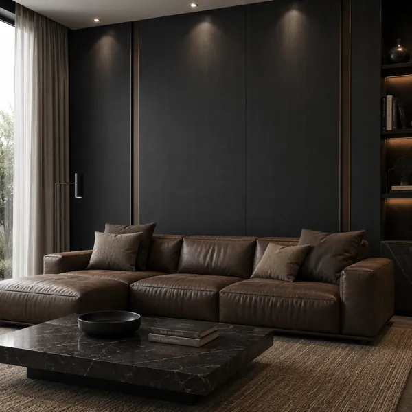 Fine Linear Grain Charcoal Black Wood Texture back