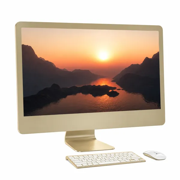 Gold All-in-One Desktop Computer Set 3D Model