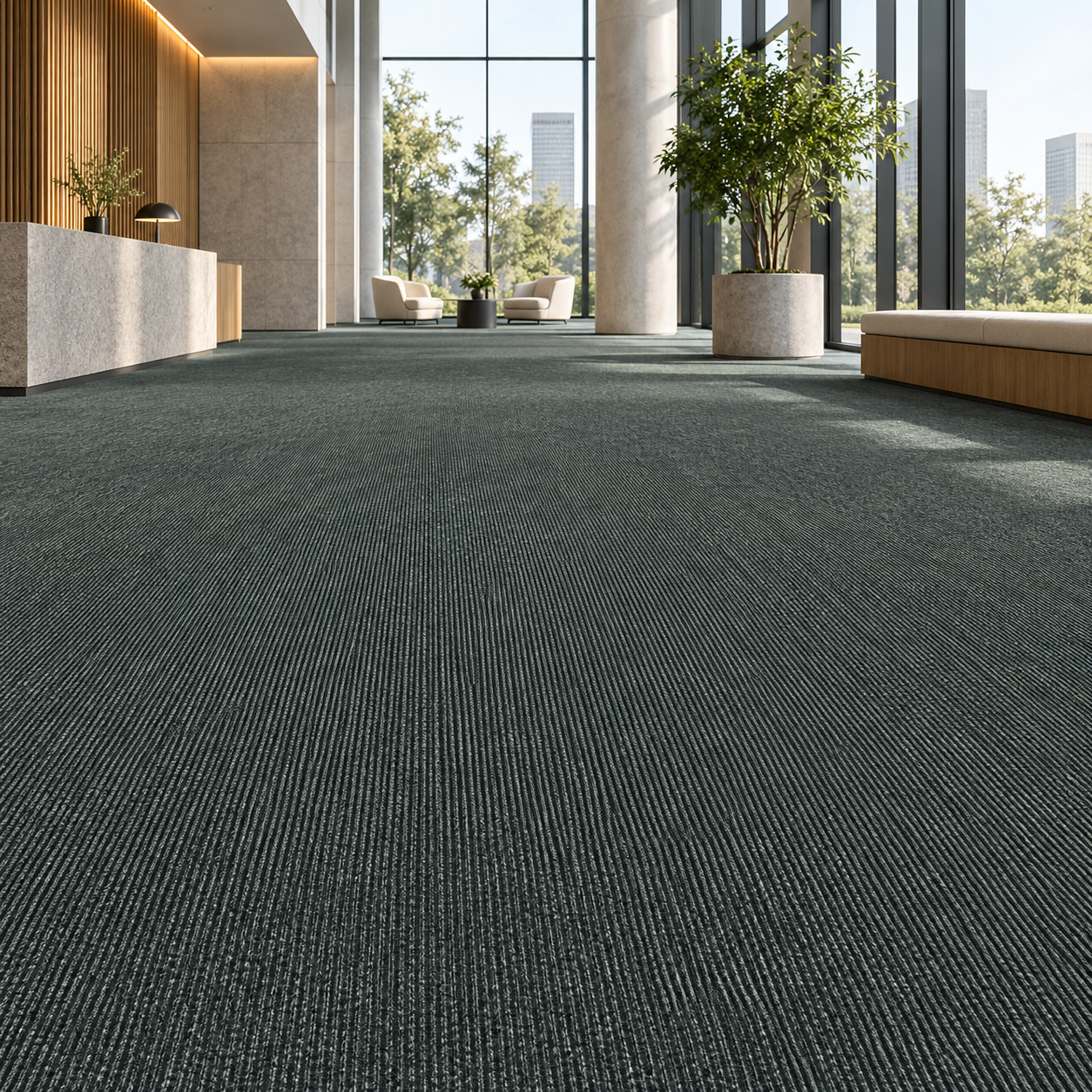 Charcoal Black Fine Ribbed Stripe Carpet Texture 2