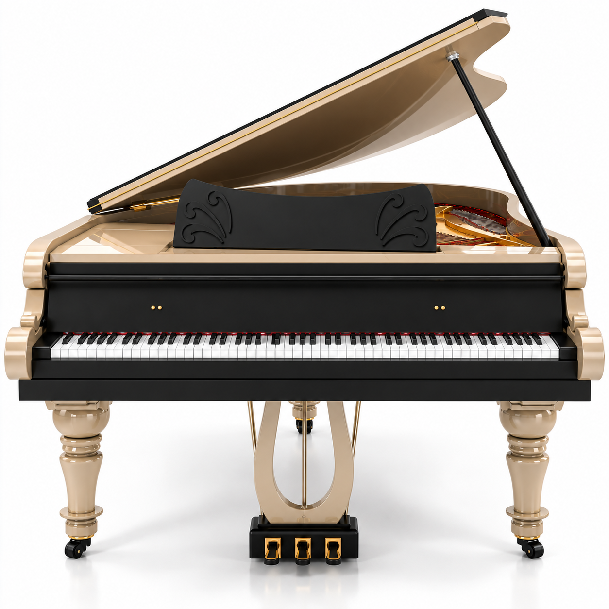 Elegant Beige Grand Piano 3D Model 3