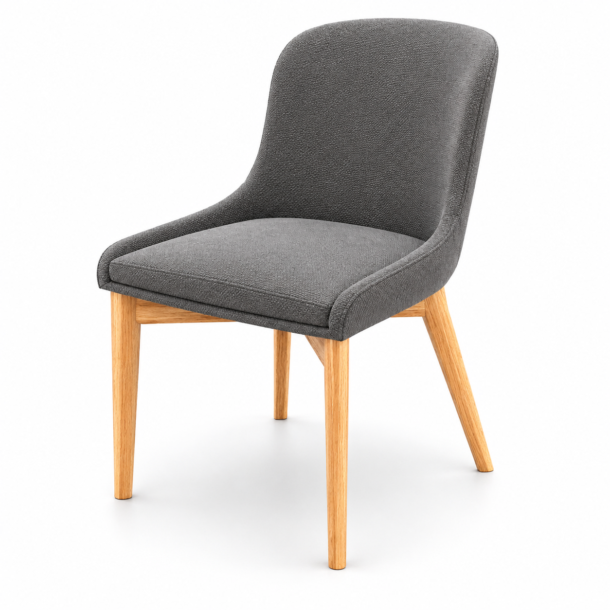 Grey Woven Fabric Chair with Light Wood Legs 3D Model 3