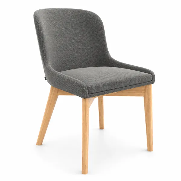 Grey Woven Fabric Chair with Light Wood Legs 3D Model