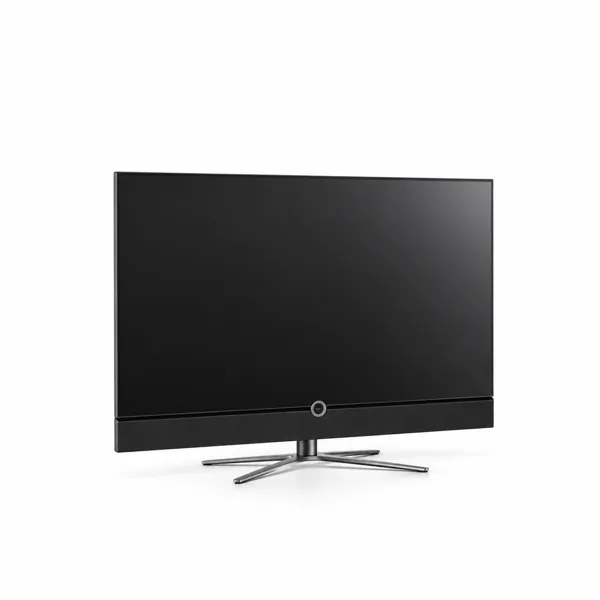 Black TV with Lower Speaker Grille and Cross Stand 3D Model