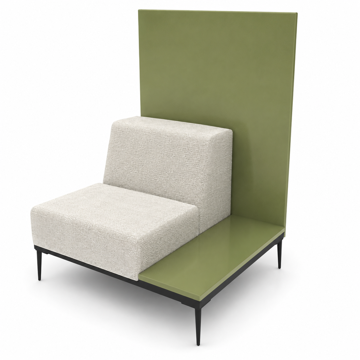 Ivory Lounge Chair – Tall Olive Privacy Panel 3D Model 3