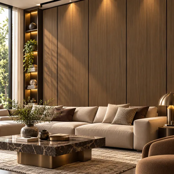 Deep Walnut Brown Dense Vertical Grain Wood Texture back